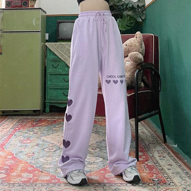 Love Embroidered Casual Pants PL51652