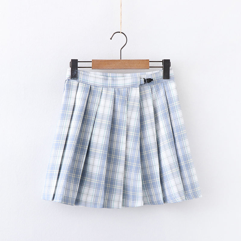 Plaid pleated skirt + tie PL50419