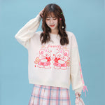 White Bunny Print Sweater  PL52805