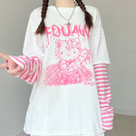 Cute Kitty Print Long Sleeve T-shirt PL52002
