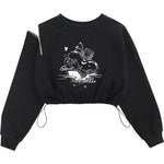 Black irregular cropped sweatshirt  PL21101