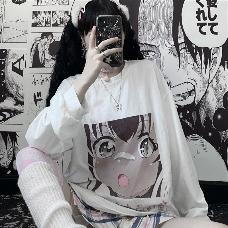 Anime print long sleeve T-shirt  PL50828