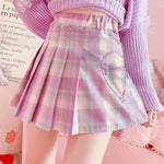 Purple plaid pleated skirt  PL50799
