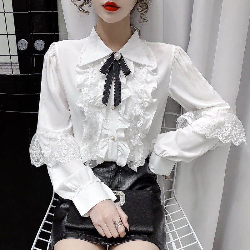 Long-sleeved shirt with bow PL51872