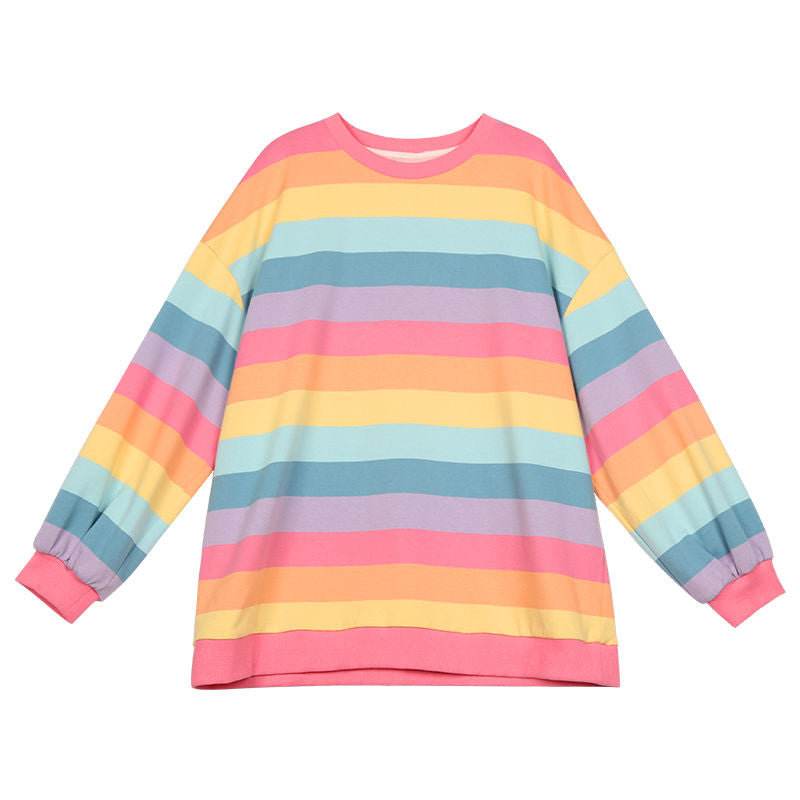 Rainbow Striped Long Sleeve Sweatshirt PL20892
