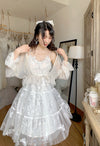 White mesh butterfly dress PL51678
