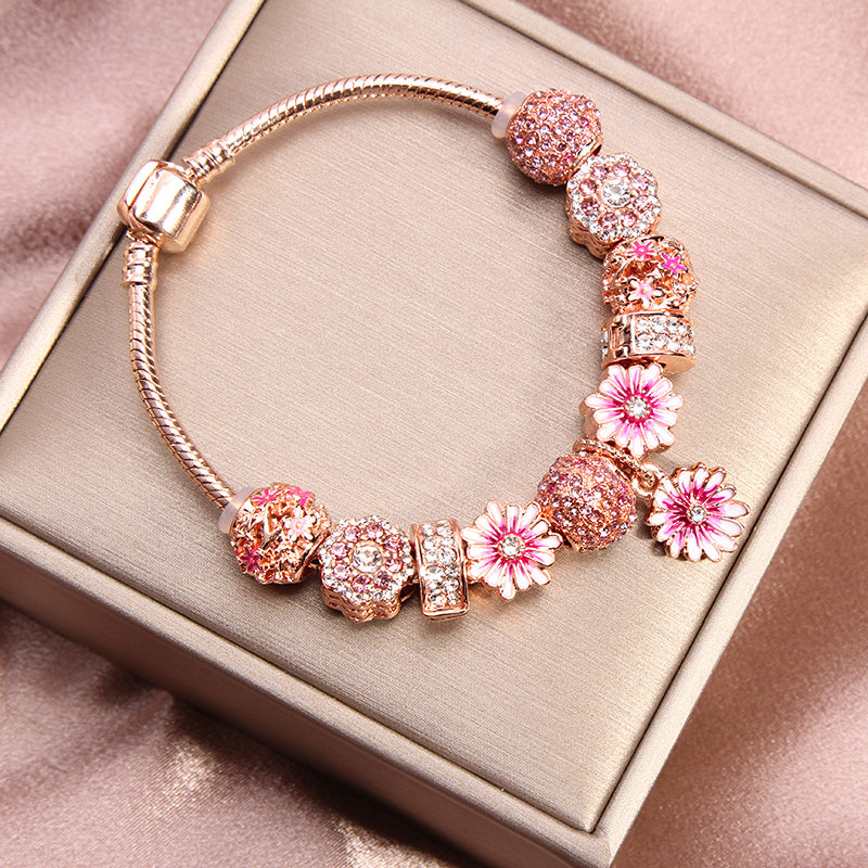Pink Daisy Flower Bracelet  PL52319