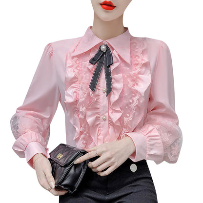 Long-sleeved shirt with bow PL51872