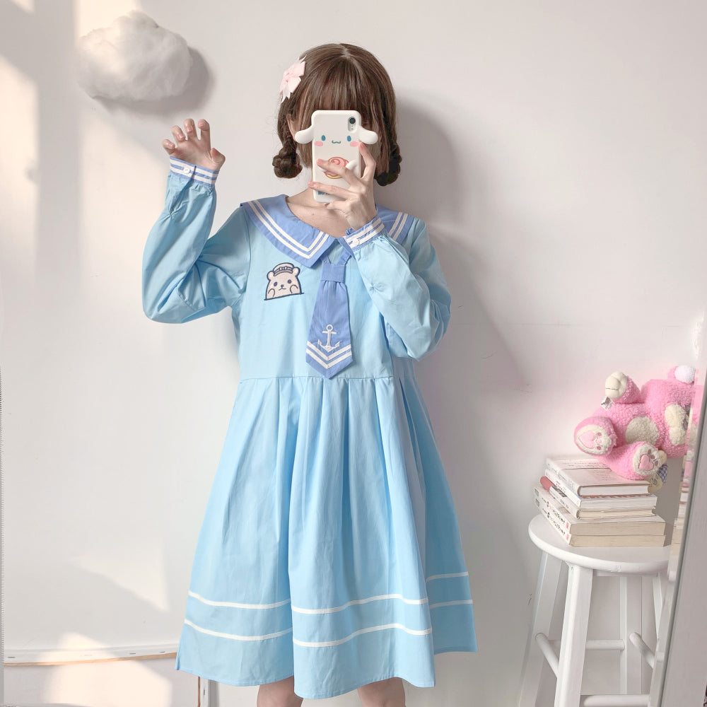 Blue cute embroidery dress PL51168