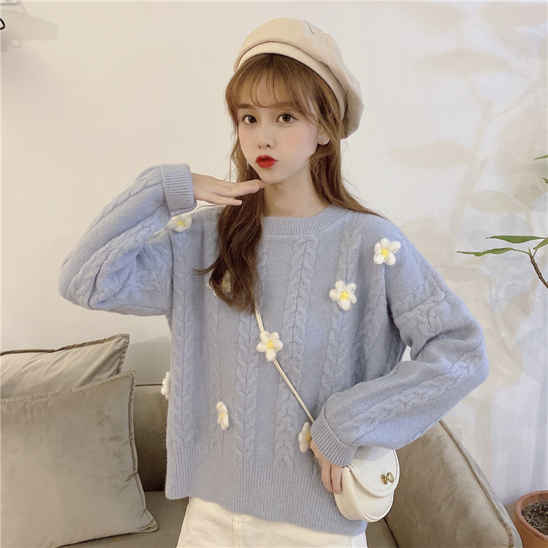 Flower embroidery sweater PL50886