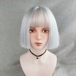 Silver white fluffy wig PL21056