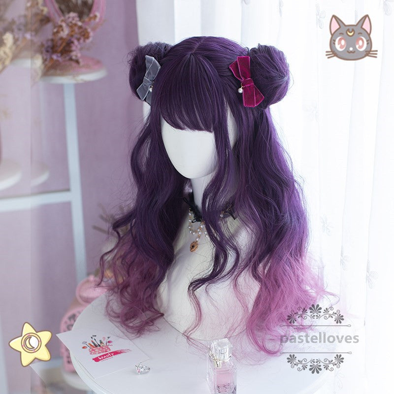 Purple gradient long curly wig PL50542