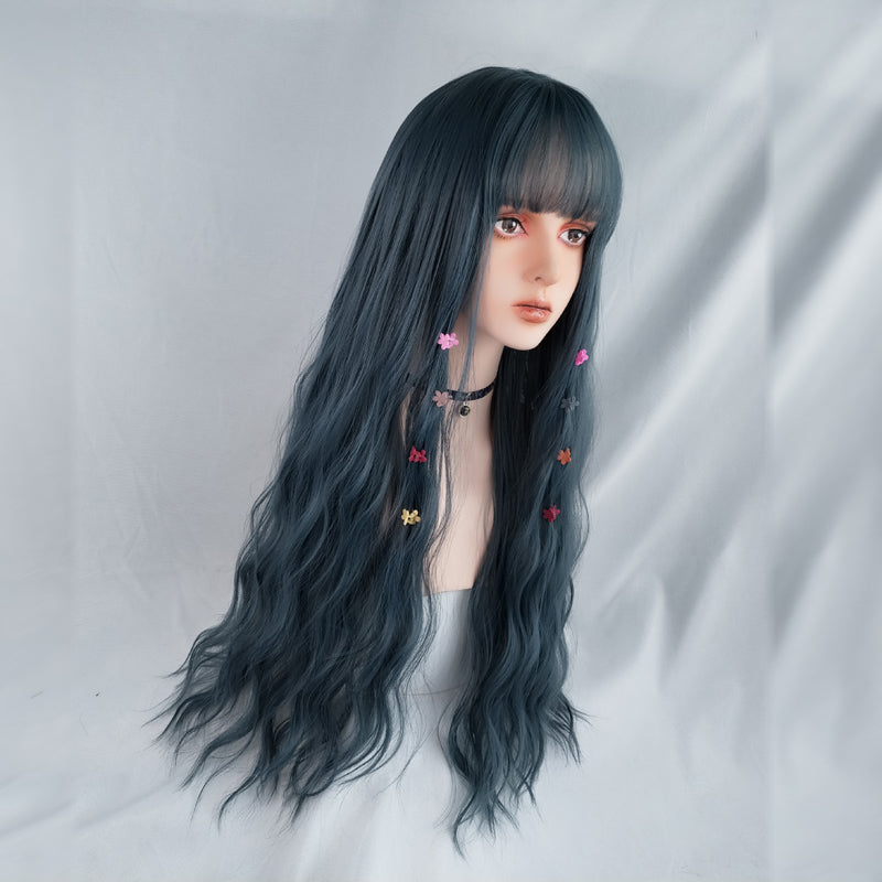 Blue Gray Long Curly Wig PL50021