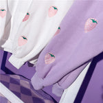 Strawberry embroidered hooded sweater PL21080