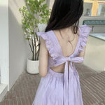 Purple open back dress PL51643