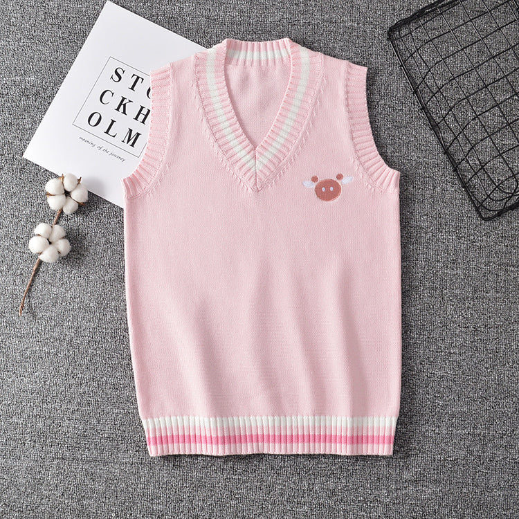Cute embroidered sweater vest PL50070