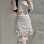 White Floral Bow Skirt  PL52400