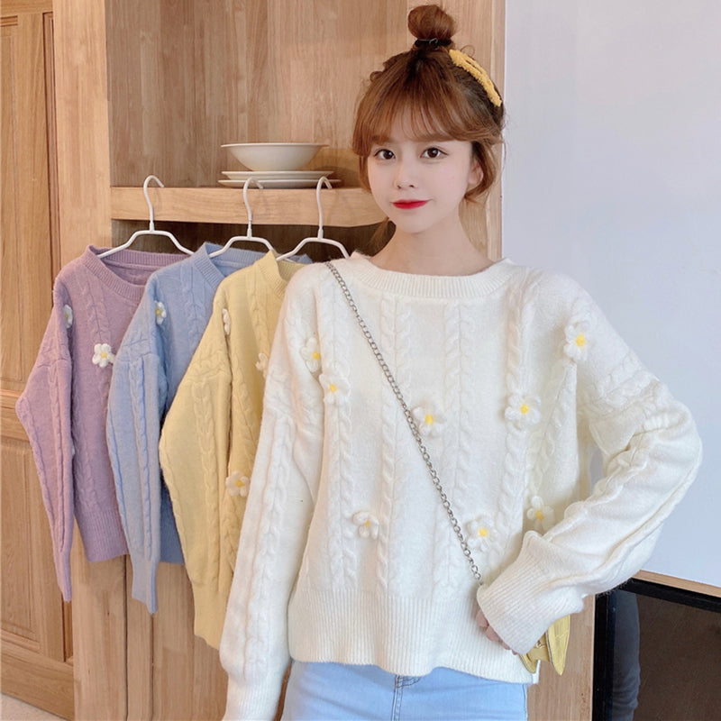 Flower embroidery sweater PL50886