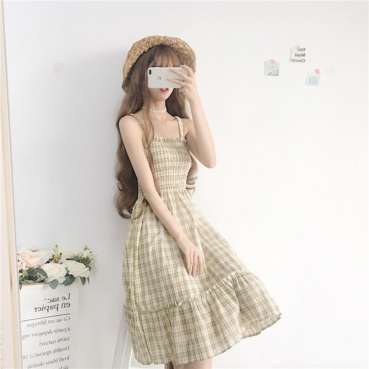 Plaid sling dress PL51234