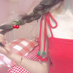 Knitted cherry suspender top PL20519
