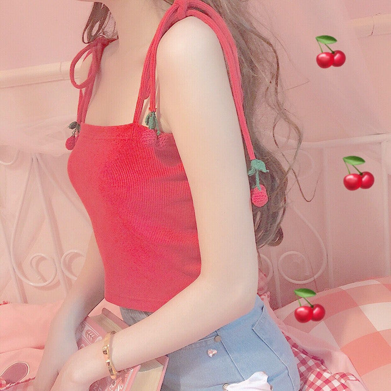 Knitted cherry suspender top PL20519