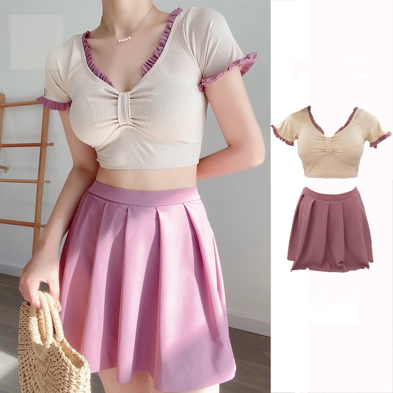 Short sleeve top + short skirt PL51889