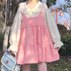 Cute white shirt + pink suspender skirt PL51833