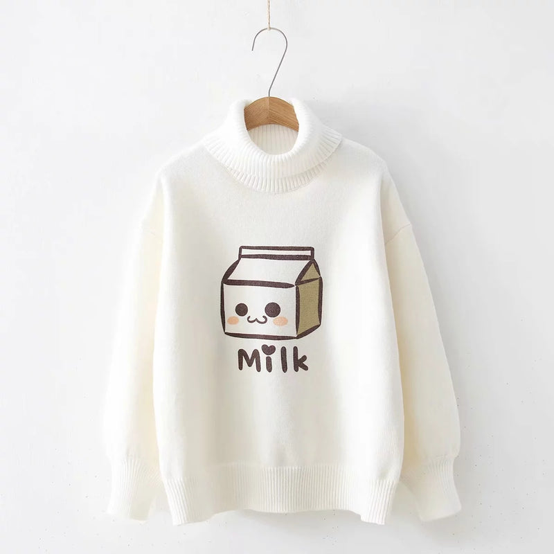 High collar milk box sweater PL20857