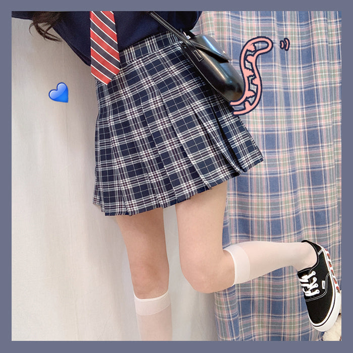 Sweet check pleated skirt PL50218