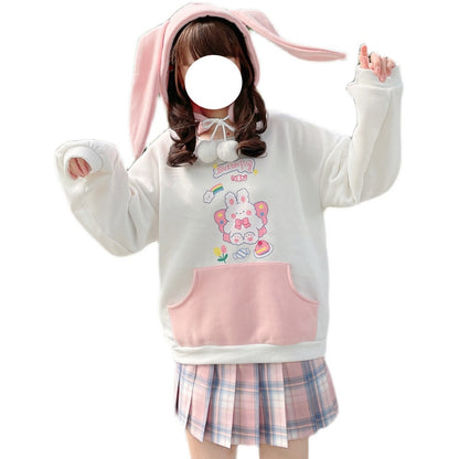 Cute rabbit ears plus fleece top PL51841