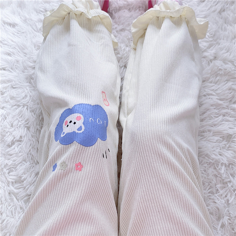 Cute bear embroidered casual pants  PL52534