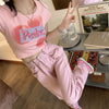 Short-sleeved T-shirt + pink jeans   PL52311