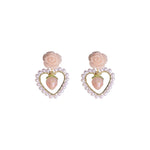 Lovely pink rose pearl love earrings PL51762