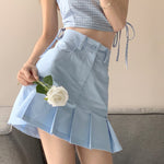 High waist pleated A-line skirt PL51627