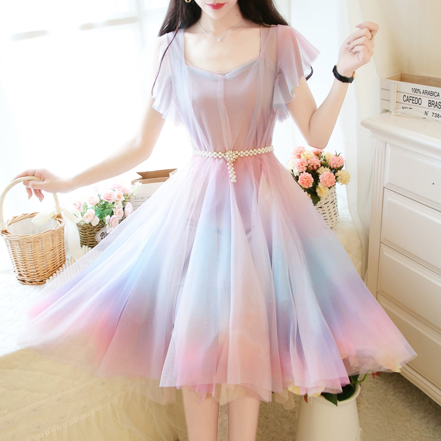 Sweet rainbow dress PL20526