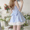 Blue Plaid Bowknot Sling Dress PL51402