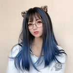 Black and blue wig PL50107