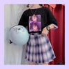 Black and purple pleated skirt PL50227