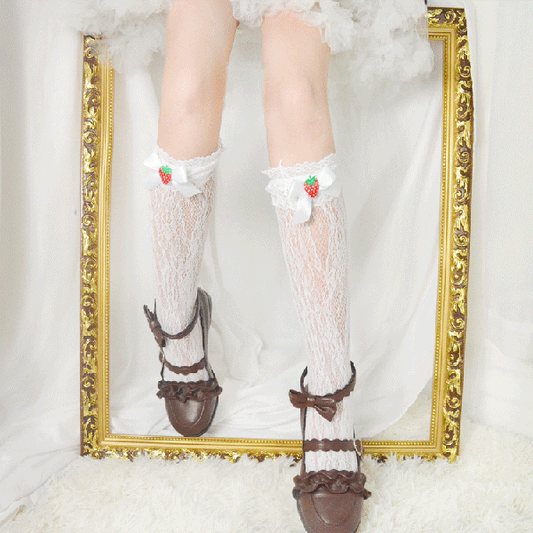 Japanese lace strawberry calf socks PL10145