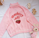 Strawberry embroidered turtleneck warm sweater PL20918