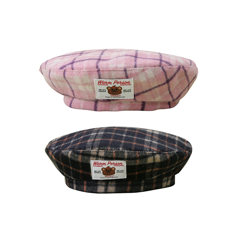 Cute plaid beret PL51140