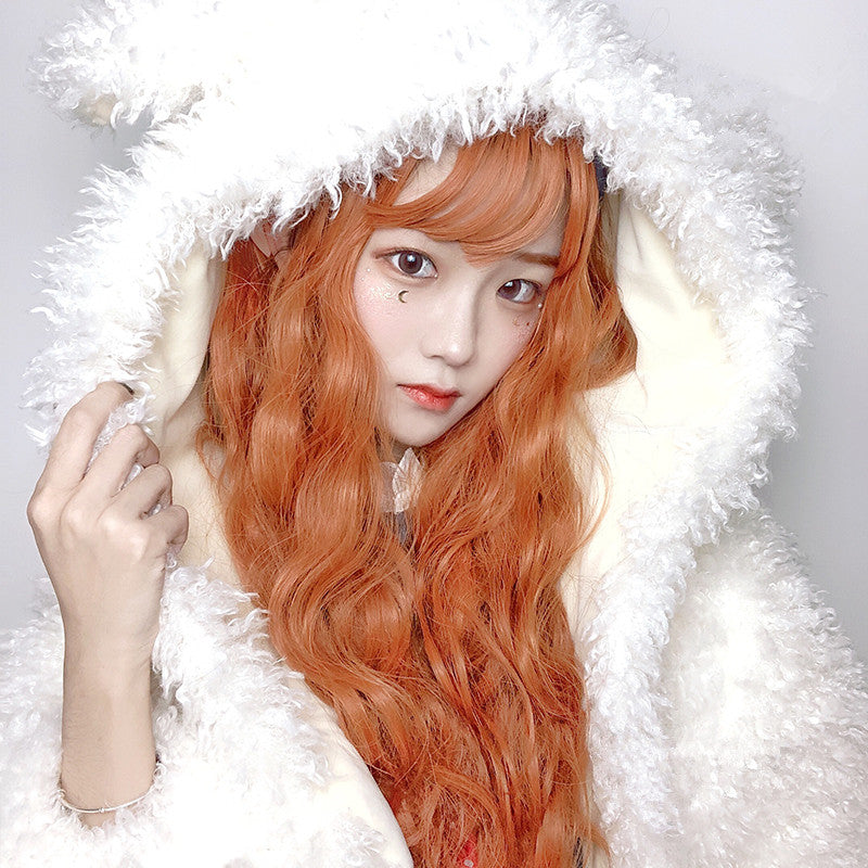 Lolita orange long roll wig PL20291