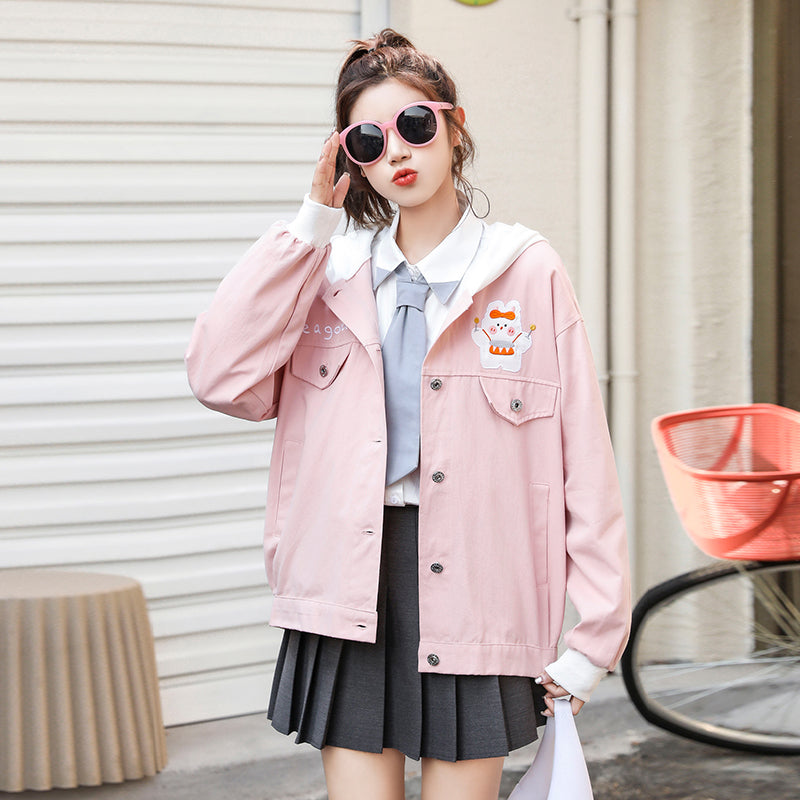Cute pink hooded jacket PL51857