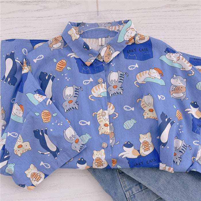 Harajuku cartoon print shirt  PL52572