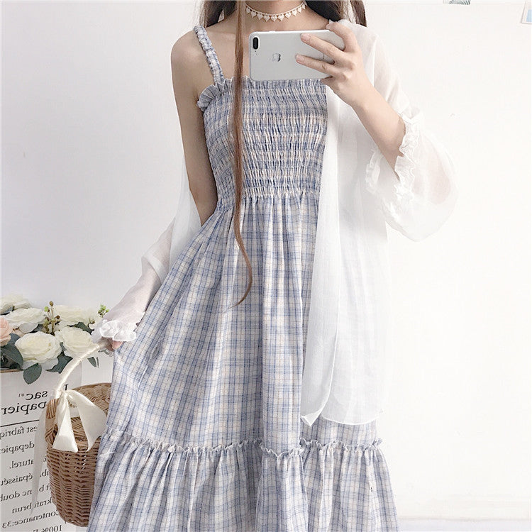 Plaid sling dress PL51234