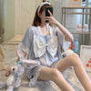 Summer bow top + shorts pajamas PL51498