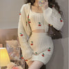 Knit Cardigan Top Sling Skirt Set PL52115