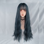 Blue Gray Long Curly Wig PL50021