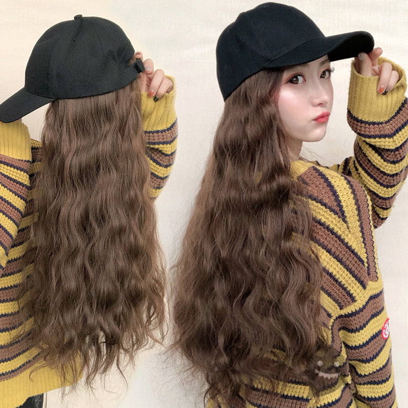 Hat long curly hair wig PL50106