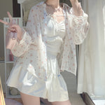 White floral long-sleeved sun protection clothing PL51708